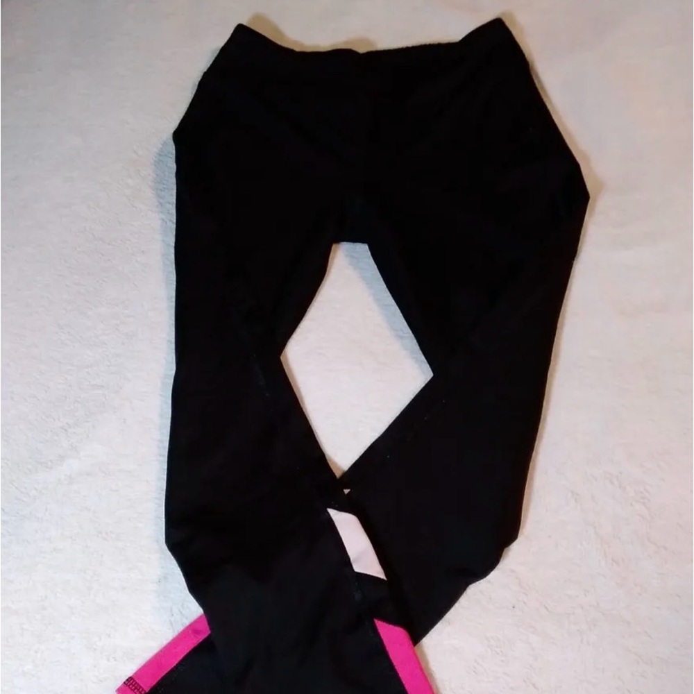 Nice Athletic Works Yoga Gym Workout Leggings Women's Black Pink & White  XL